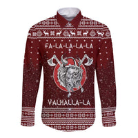 Vikings Fa La La La Christmas Long Sleeve Button Shirt Xmas Holiday Patterns - Wonder Print Shop