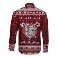 Vikings Fa La La La Christmas Long Sleeve Button Shirt Xmas Holiday Patterns - Wonder Print Shop