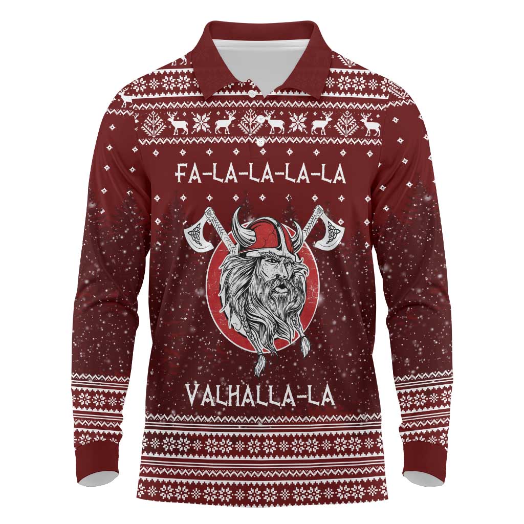 Vikings Fa La La La Christmas Long Sleeve Polo Shirt Xmas Holiday Patterns - Wonder Print Shop