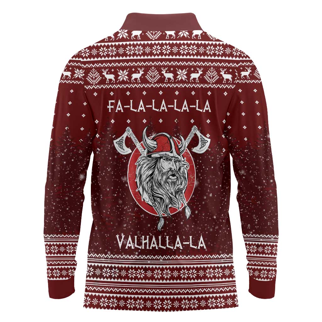 Vikings Fa La La La Christmas Long Sleeve Polo Shirt Xmas Holiday Patterns - Wonder Print Shop
