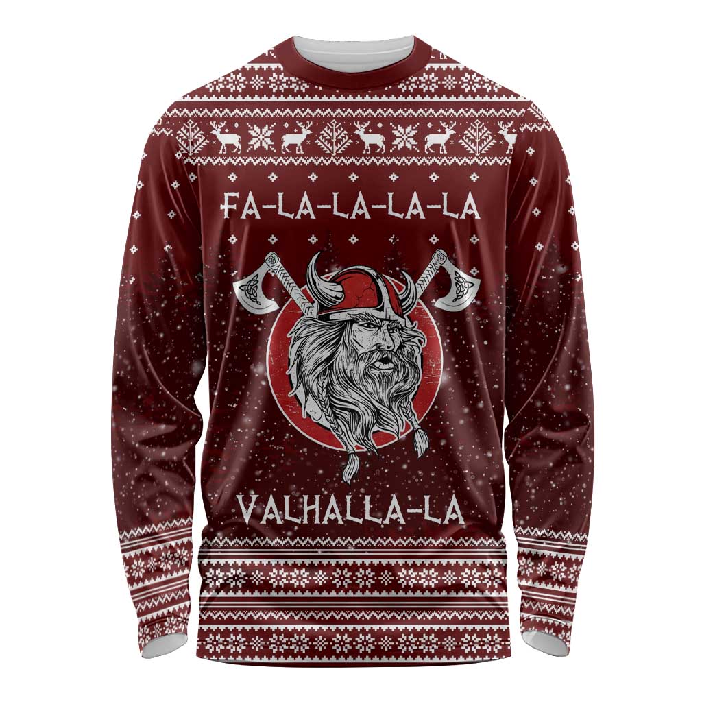 Vikings Fa La La La Christmas Long Sleeve Shirt Xmas Holiday Patterns - Wonder Print Shop