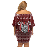Vikings Fa La La La Christmas Off Shoulder Short Dress Xmas Holiday Patterns - Wonder Print Shop