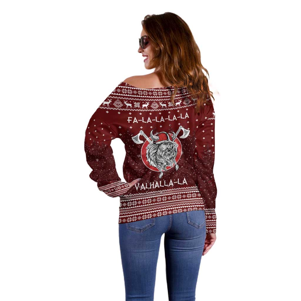 Vikings Fa La La La Christmas Off Shoulder Sweater Xmas Holiday Patterns - Wonder Print Shop