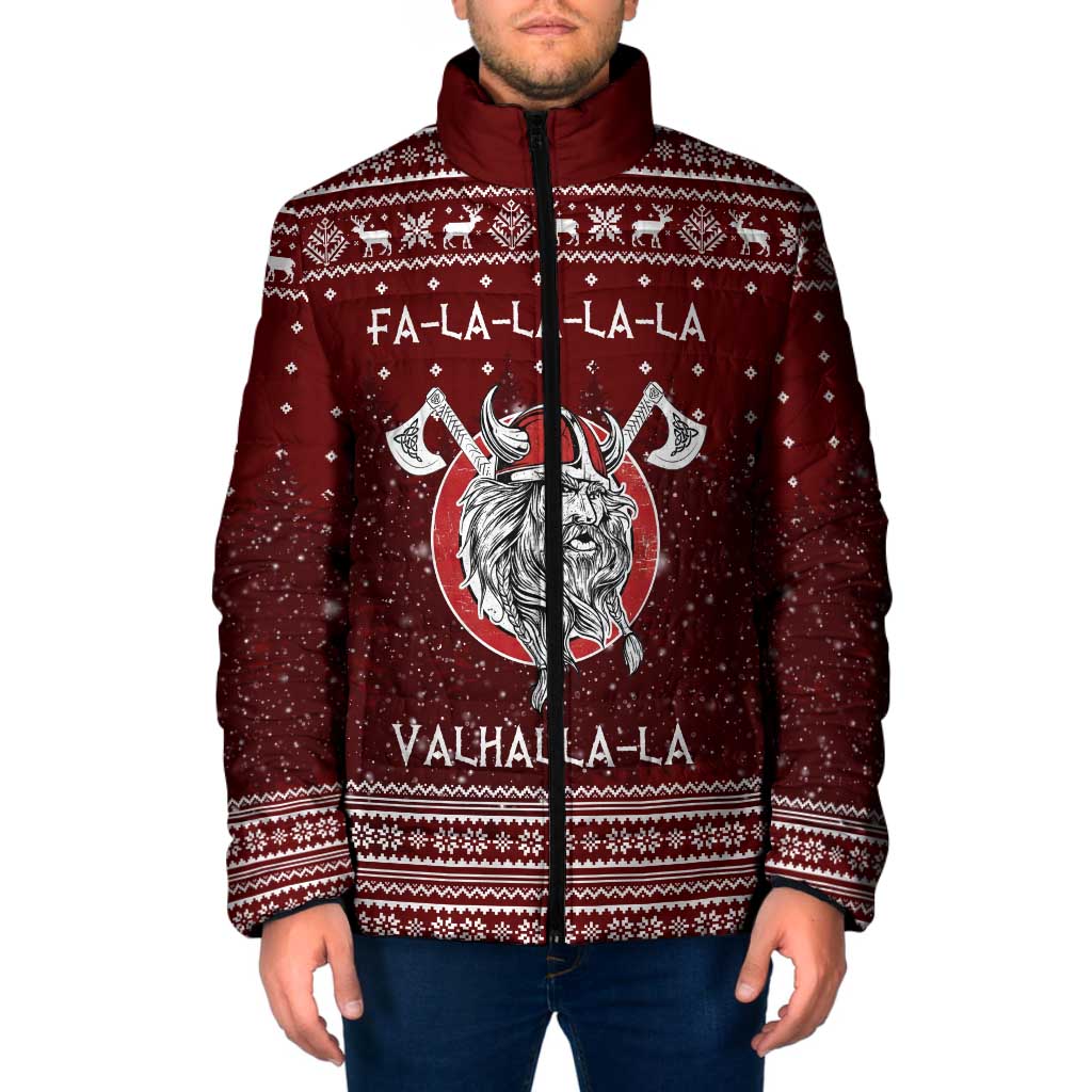 Vikings Fa La La La Christmas Padded Jacket Xmas Holiday Patterns - Wonder Print Shop