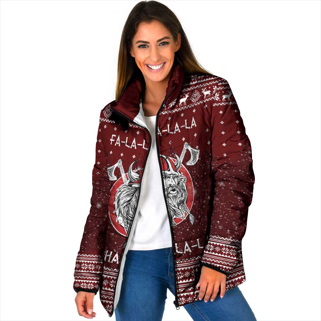 Vikings Fa La La La Christmas Padded Jacket Xmas Holiday Patterns - Wonder Print Shop
