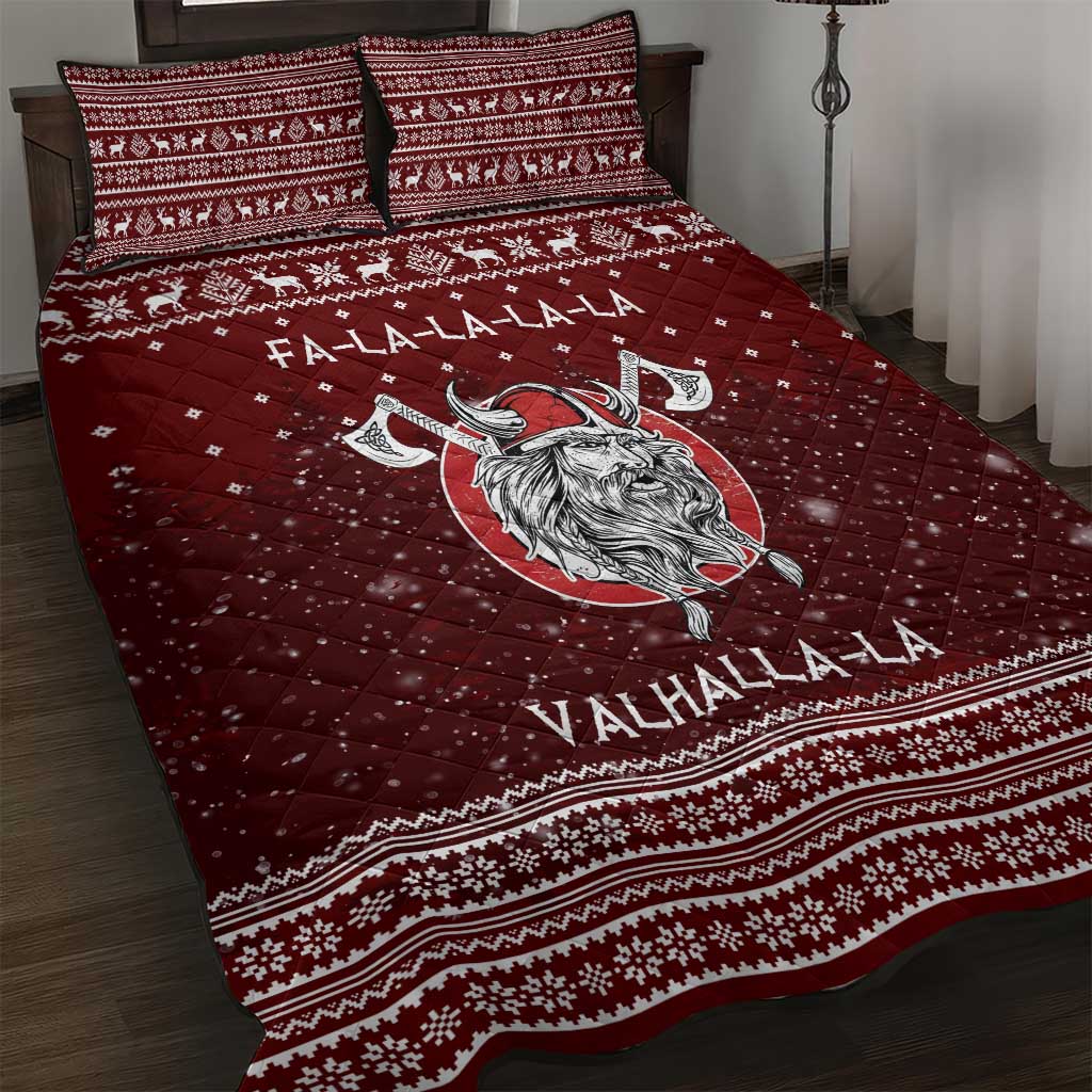 Vikings Fa La La La Christmas Quilt Bed Set Xmas Holiday Patterns - Wonder Print Shop