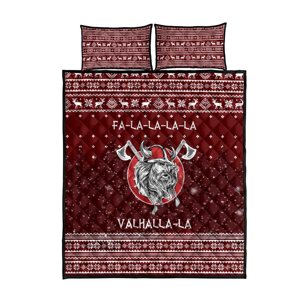 Vikings Fa La La La Christmas Quilt Bed Set Xmas Holiday Patterns - Wonder Print Shop