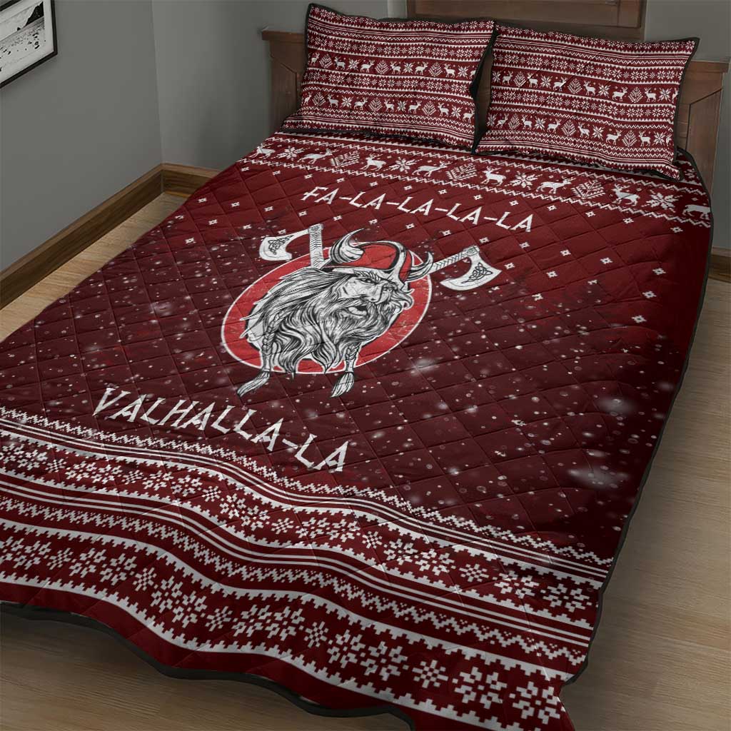 Vikings Fa La La La Christmas Quilt Bed Set Xmas Holiday Patterns - Wonder Print Shop