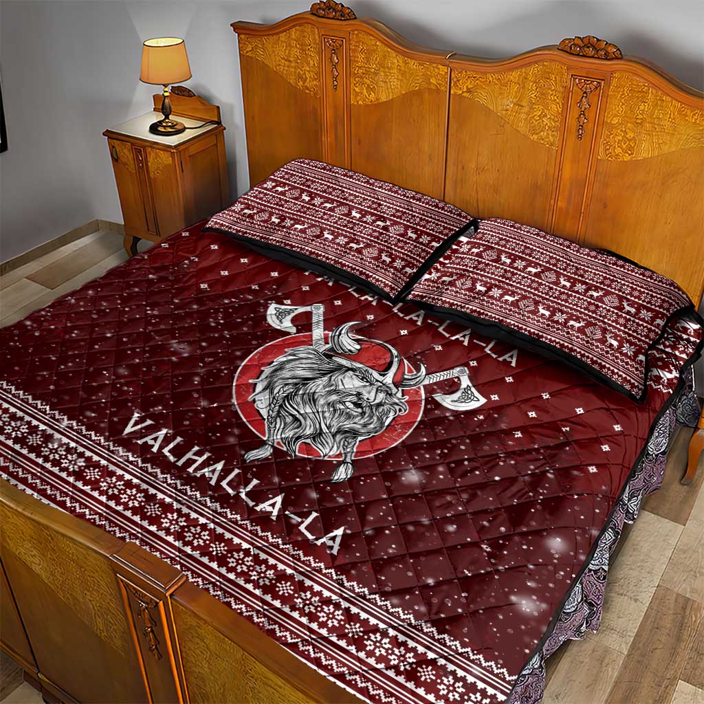 Vikings Fa La La La Christmas Quilt Bed Set Xmas Holiday Patterns - Wonder Print Shop