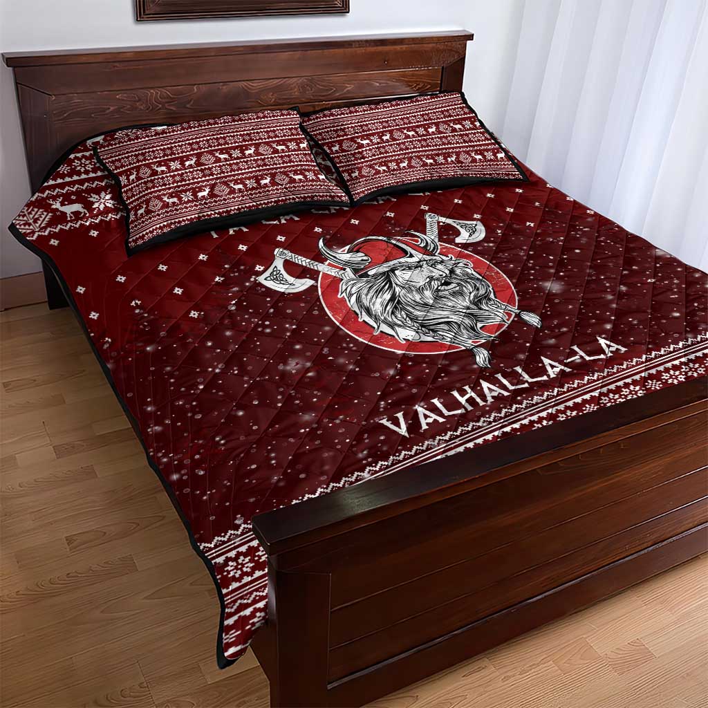 Vikings Fa La La La Christmas Quilt Bed Set Xmas Holiday Patterns - Wonder Print Shop