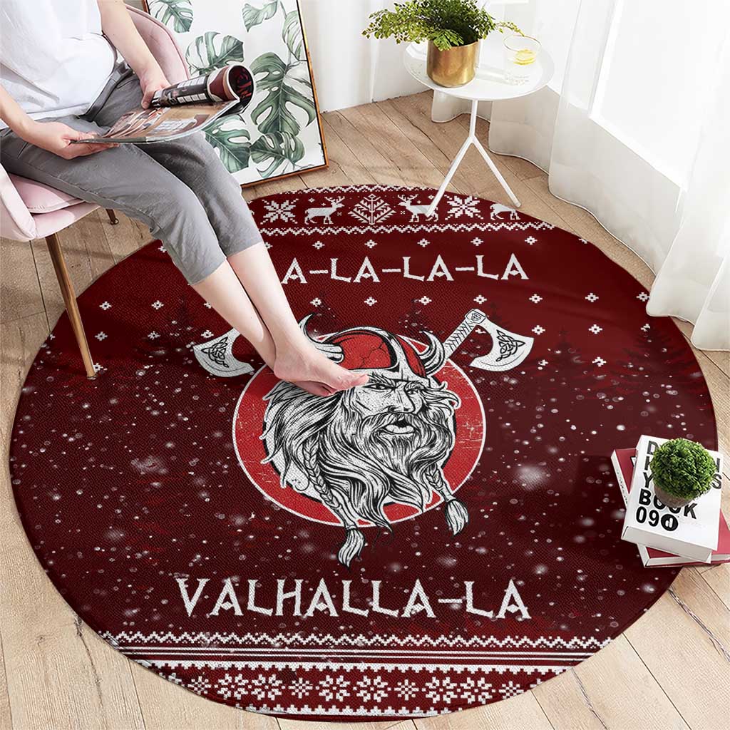 Vikings Fa La La La Christmas Round Carpet Xmas Holiday Patterns - Wonder Print Shop