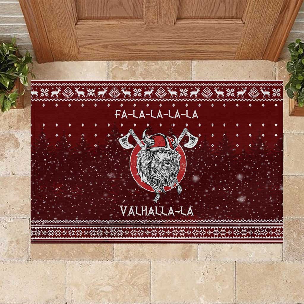 Vikings Fa La La La Christmas Rubber Doormat Xmas Holiday Patterns - Wonder Print Shop