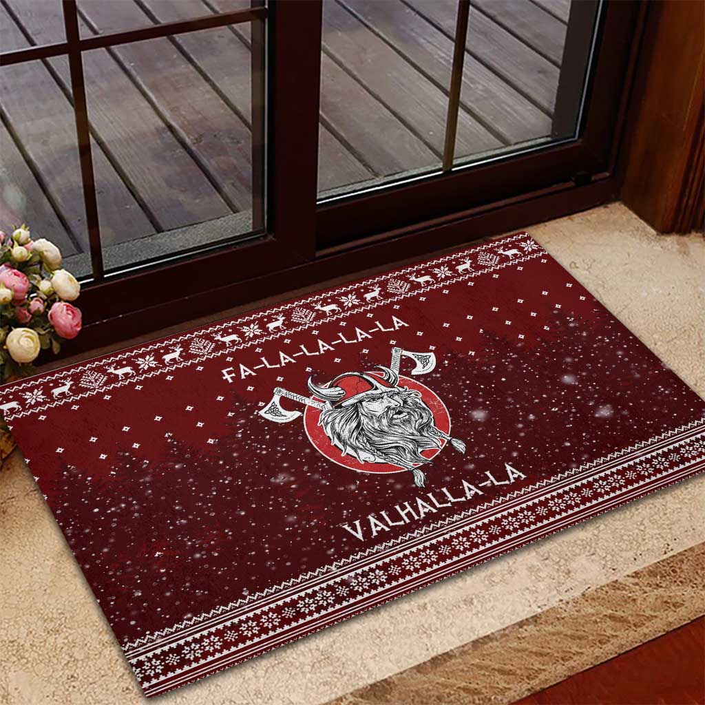 Vikings Fa La La La Christmas Rubber Doormat Xmas Holiday Patterns - Wonder Print Shop