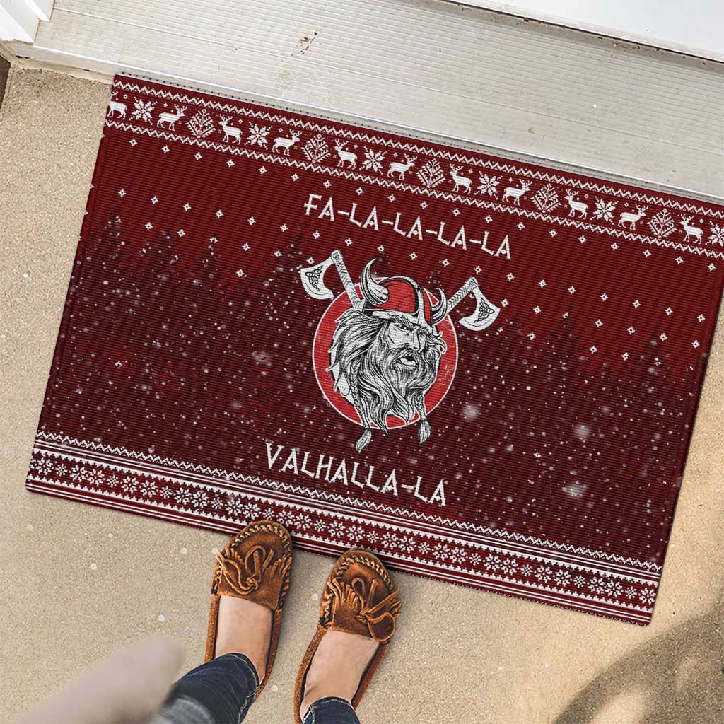 Vikings Fa La La La Christmas Rubber Doormat Xmas Holiday Patterns - Wonder Print Shop