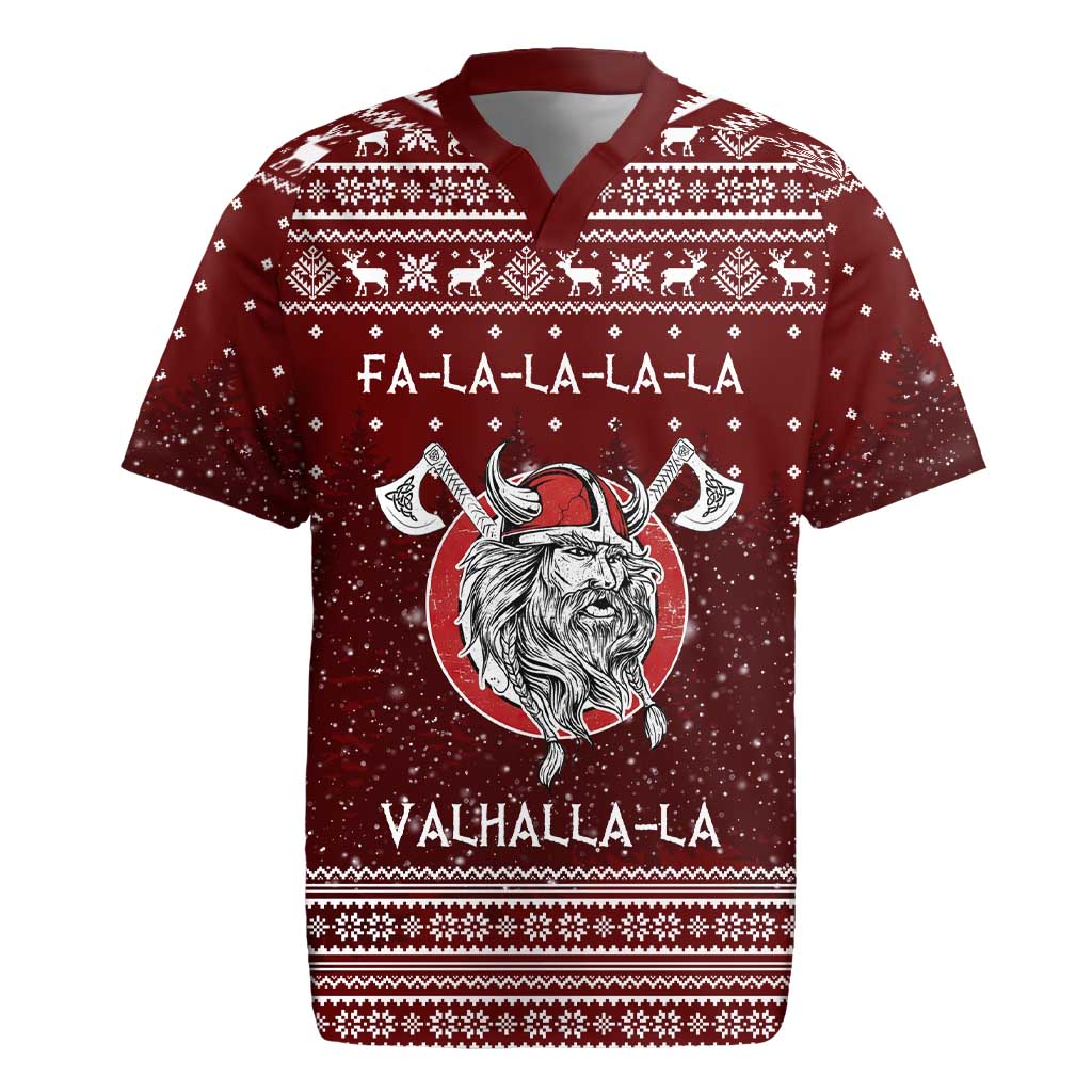 Vikings Fa La La La Christmas Rugby Jersey Xmas Holiday Patterns - Wonder Print Shop