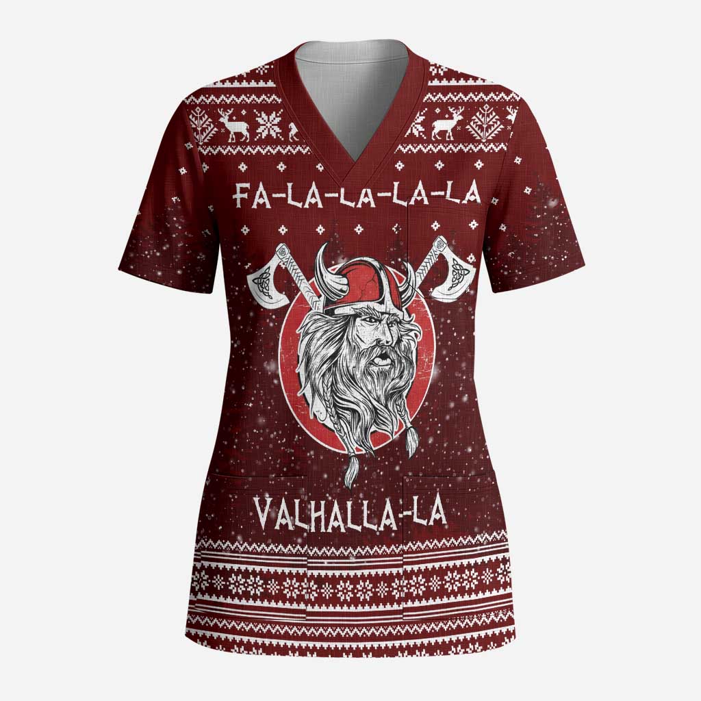 Vikings Fa La La La Christmas Scrub Top Xmas Holiday Patterns - Wonder Print Shop
