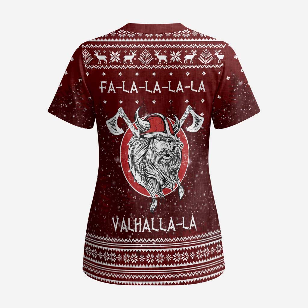 Vikings Fa La La La Christmas Scrub Top Xmas Holiday Patterns - Wonder Print Shop
