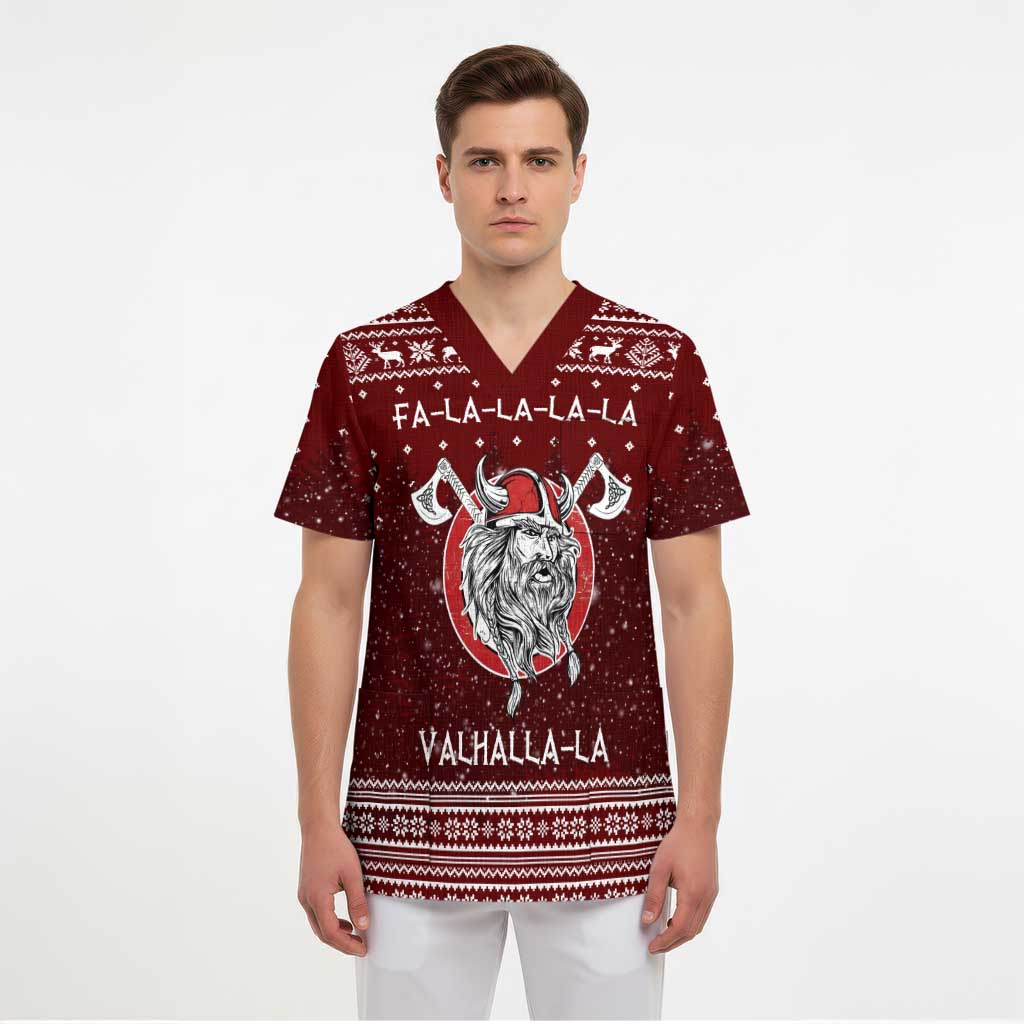 Vikings Fa La La La Christmas Scrub Top Xmas Holiday Patterns - Wonder Print Shop