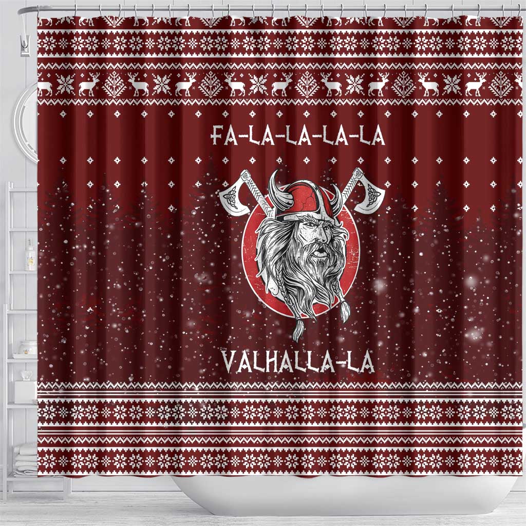Vikings Fa La La La Christmas Shower Curtain Xmas Holiday Patterns - Wonder Print Shop