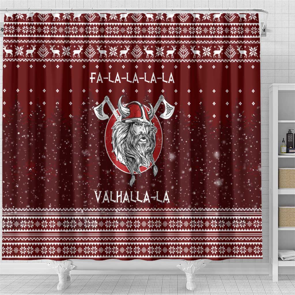 Vikings Fa La La La Christmas Shower Curtain Xmas Holiday Patterns - Wonder Print Shop