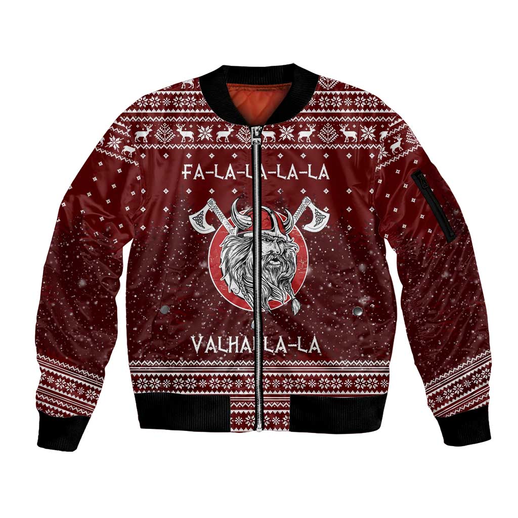 Vikings Fa La La La Christmas Sleeve Zip Bomber Jacket Xmas Holiday Patterns - Wonder Print Shop