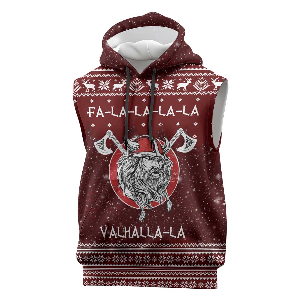Vikings Fa La La La Christmas Sleeveless Hoodie Xmas Holiday Patterns - Wonder Print Shop