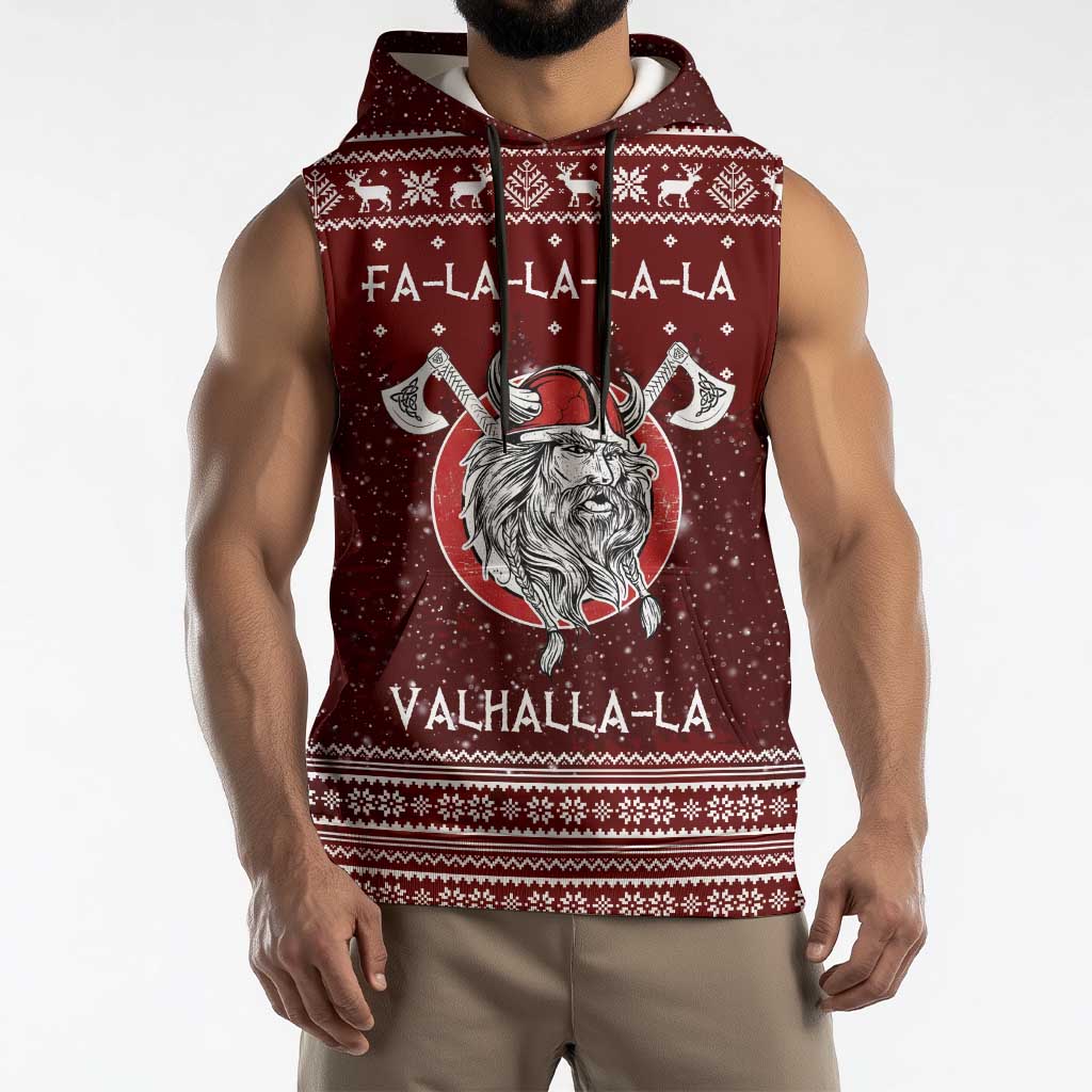 Vikings Fa La La La Christmas Sleeveless Hoodie Xmas Holiday Patterns - Wonder Print Shop