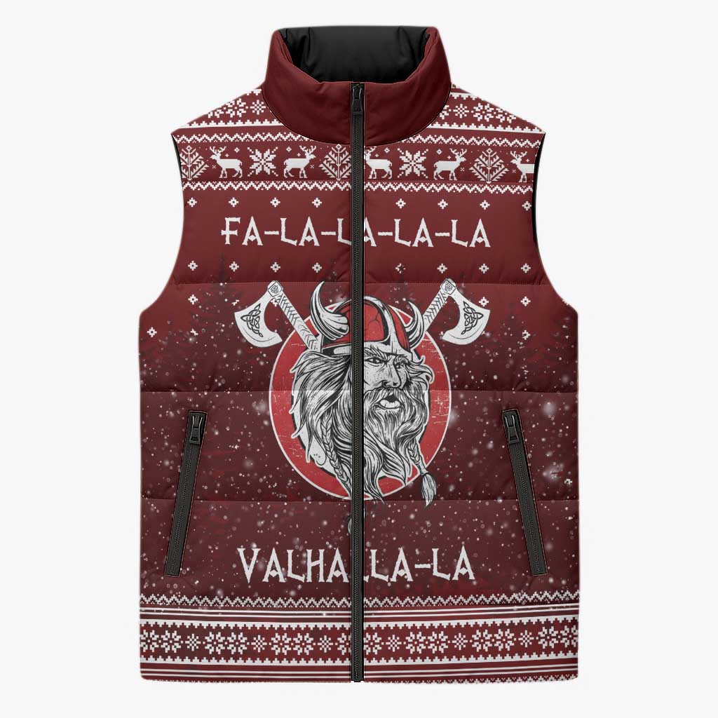 Vikings Fa La La La Christmas Sleeveless Puffer Jacket Xmas Holiday Patterns - Wonder Print Shop