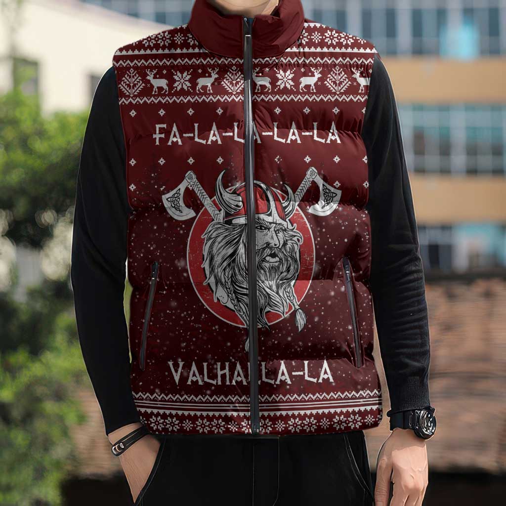 Vikings Fa La La La Christmas Sleeveless Puffer Jacket Xmas Holiday Patterns - Wonder Print Shop