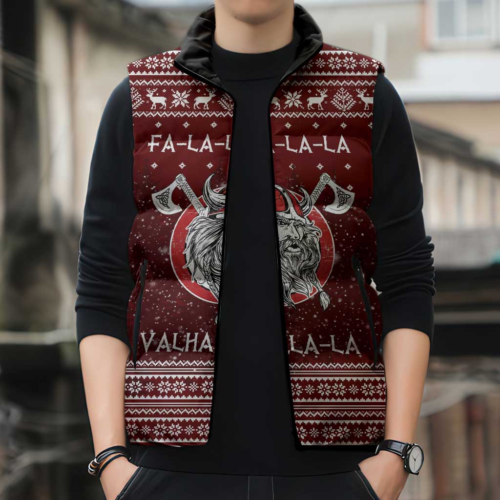 Vikings Fa La La La Christmas Sleeveless Puffer Jacket Xmas Holiday Patterns - Wonder Print Shop