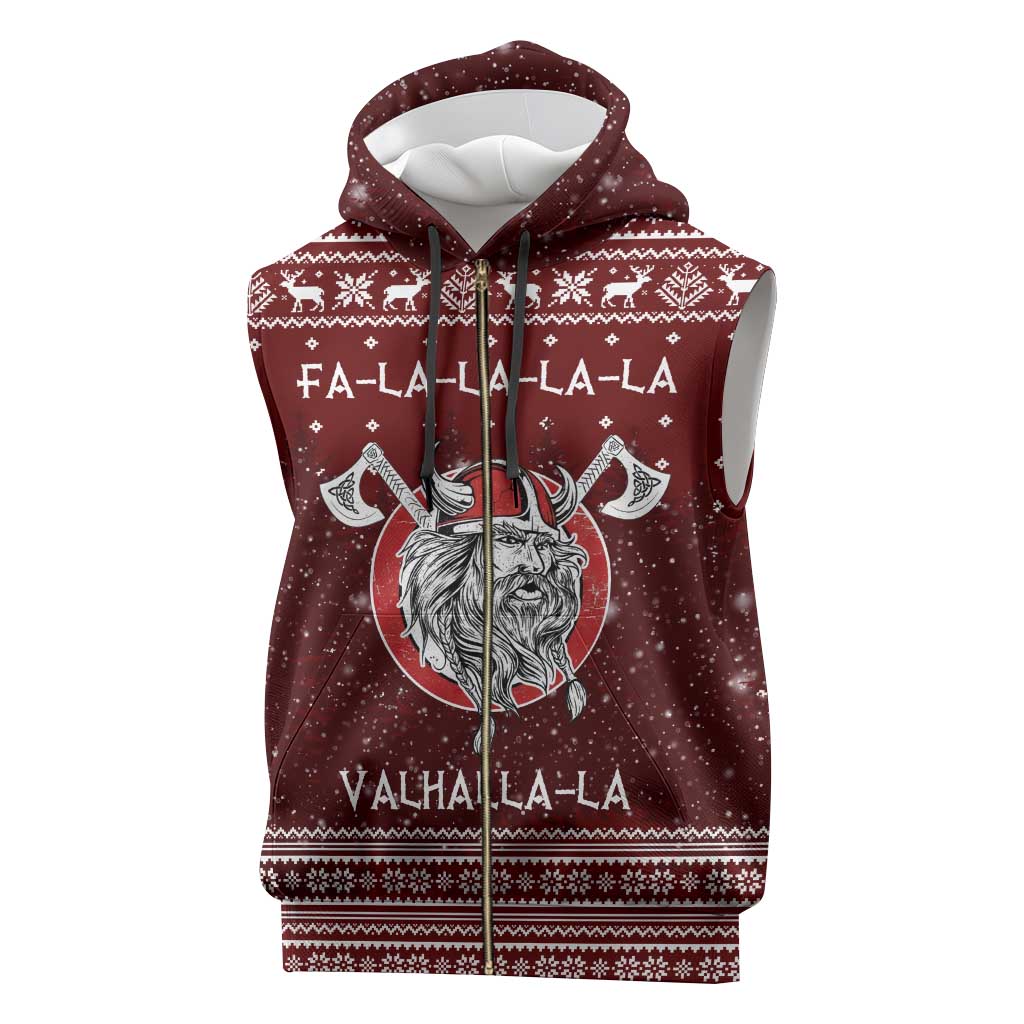 Vikings Fa La La La Christmas Sleeveless Zip Hoodie Xmas Holiday Patterns - Wonder Print Shop