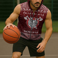 Vikings Fa La La La Christmas Sleeveless Zip Hoodie Xmas Holiday Patterns - Wonder Print Shop