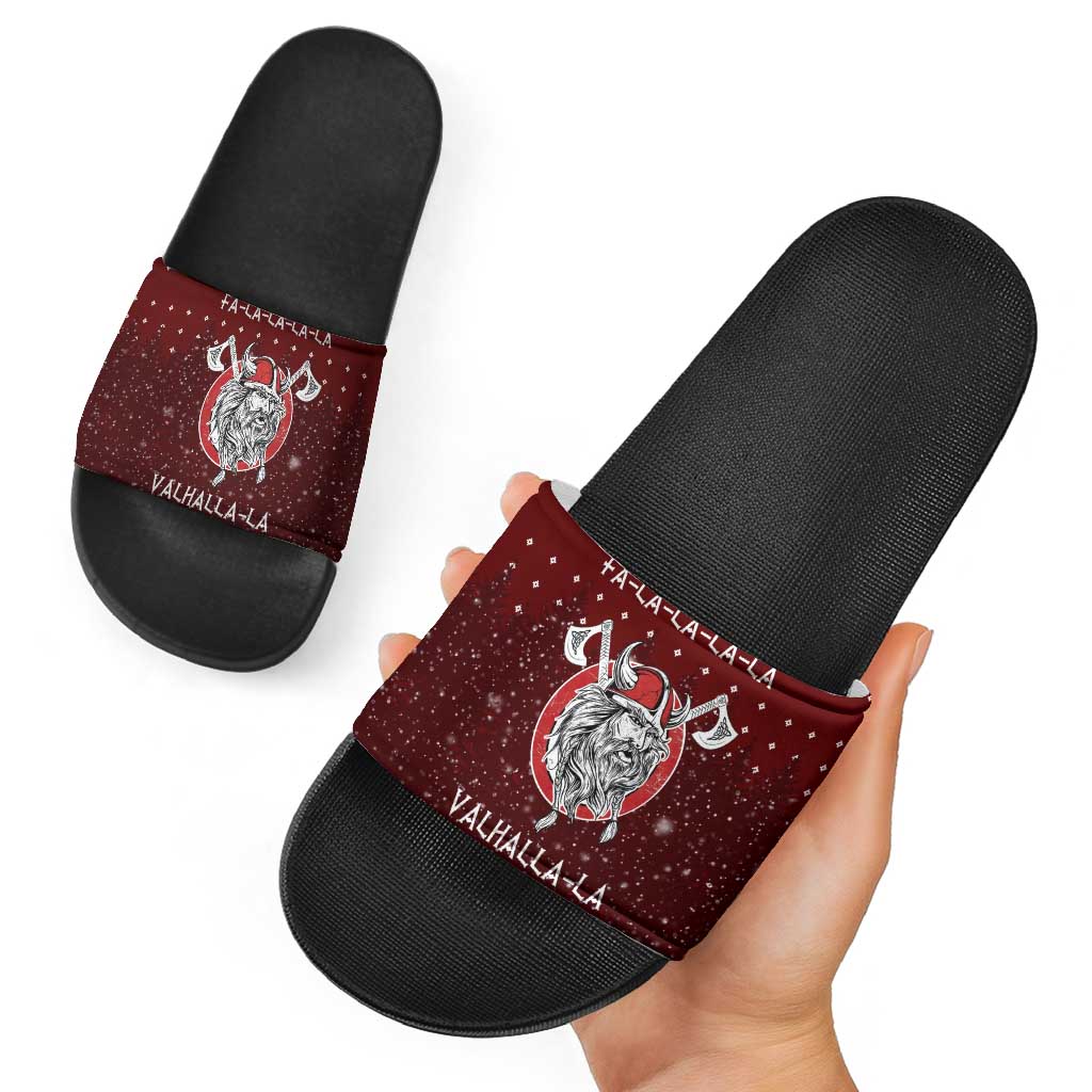 Vikings Fa La La La Christmas Slide Sandals Xmas Holiday Patterns - Wonder Print Shop
