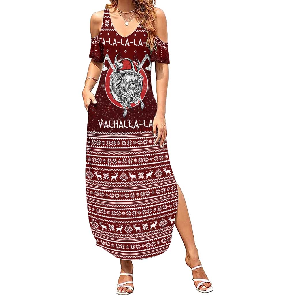 Vikings Fa La La La Christmas Summer Maxi Dress Xmas Holiday Patterns - Wonder Print Shop