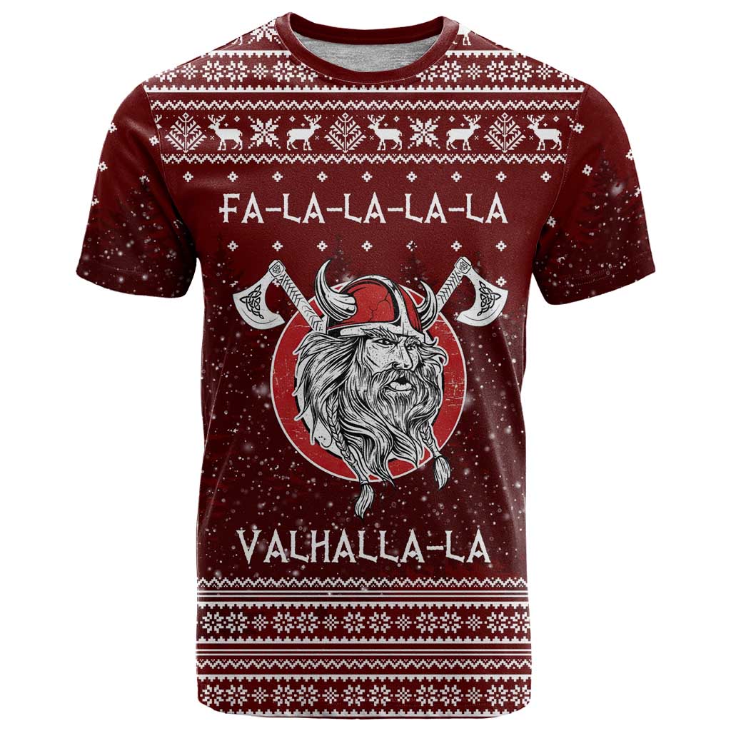 Vikings Fa La La La Christmas T Shirt Xmas Holiday Patterns - Wonder Print Shop