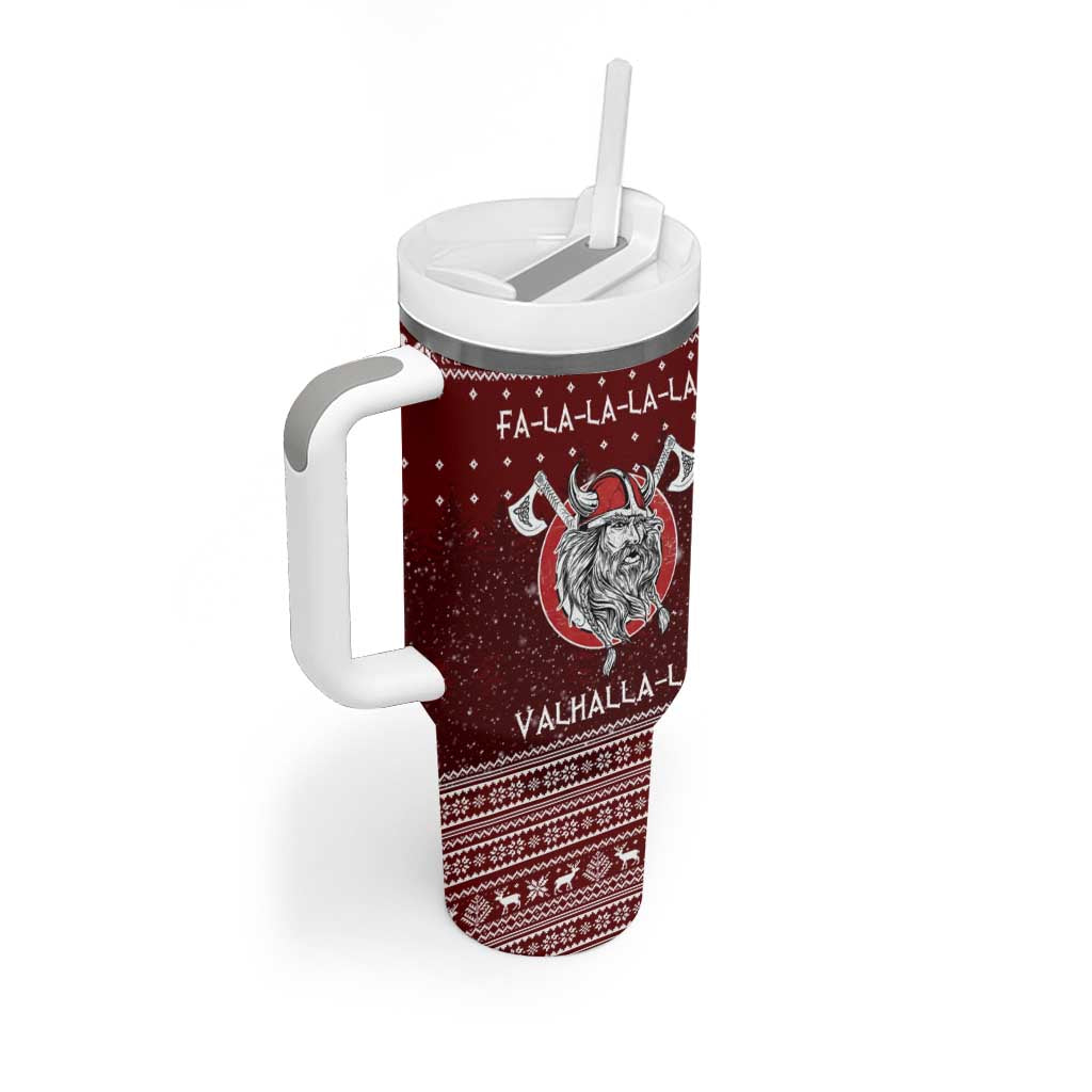 Vikings Fa La La La Christmas Tumbler With Handle Xmas Holiday Patterns - Wonder Print Shop