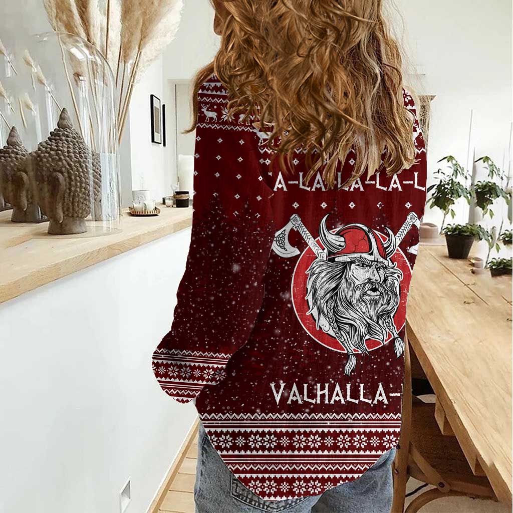 Vikings Fa La La La Christmas Women Casual Shirt Xmas Holiday Patterns - Wonder Print Shop