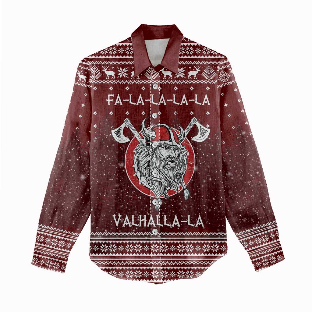 Vikings Fa La La La Christmas Women Casual Shirt Xmas Holiday Patterns - Wonder Print Shop