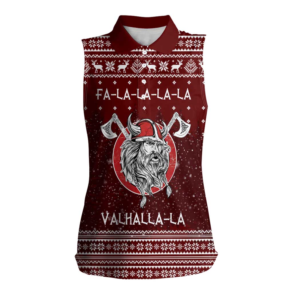 Vikings Fa La La La Christmas Women Sleeveless Polo Shirt Xmas Holiday Patterns - Wonder Print Shop