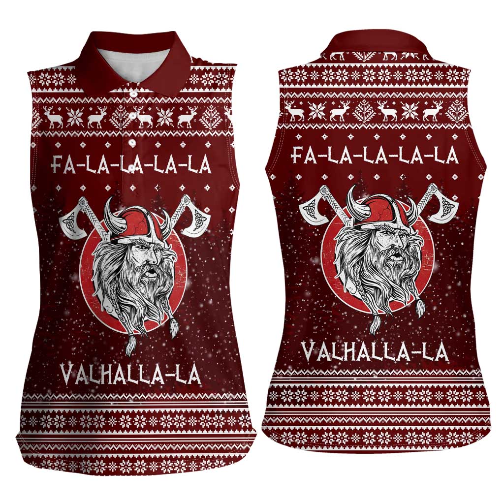 Vikings Fa La La La Christmas Women Sleeveless Polo Shirt Xmas Holiday Patterns - Wonder Print Shop