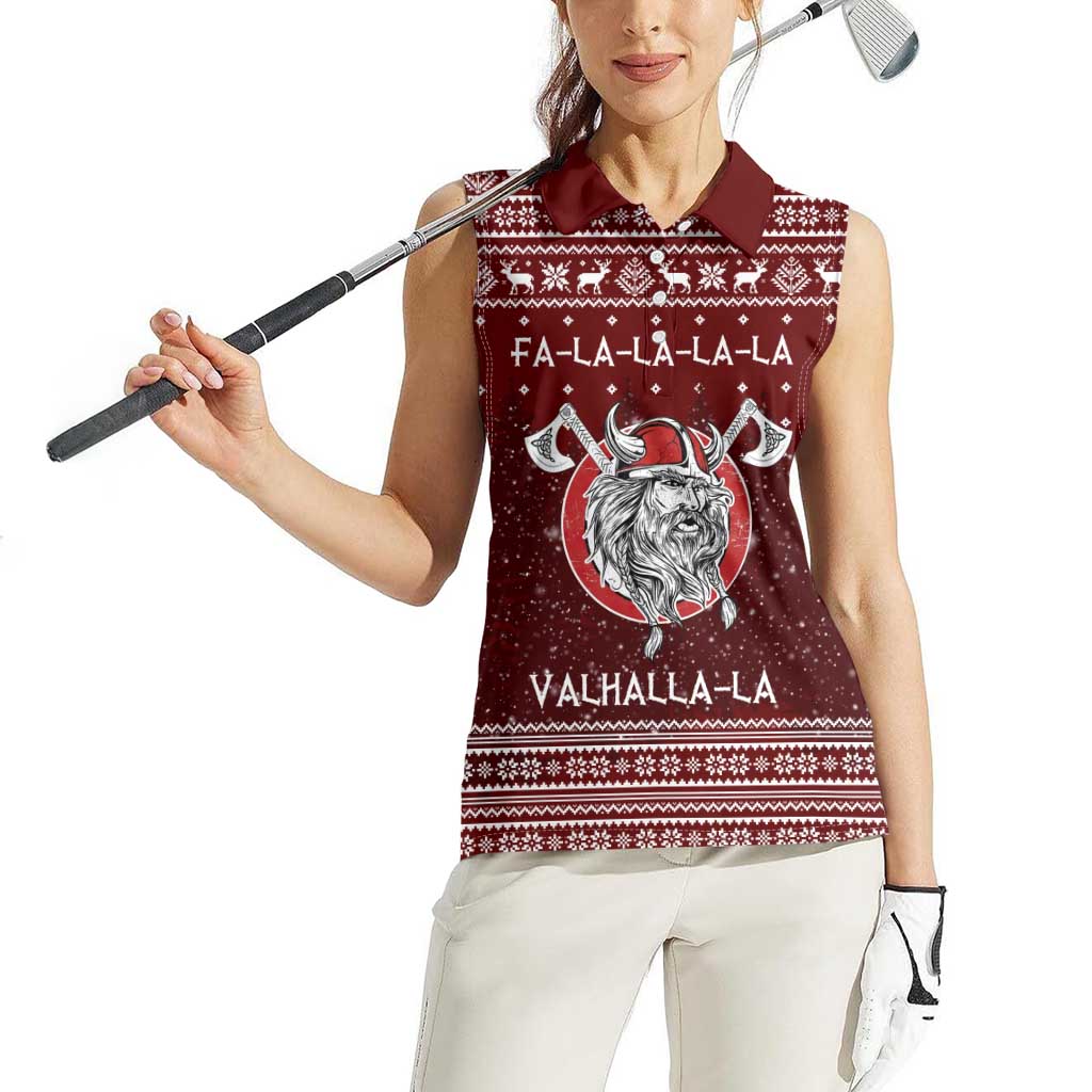 Vikings Fa La La La Christmas Women Sleeveless Polo Shirt Xmas Holiday Patterns - Wonder Print Shop
