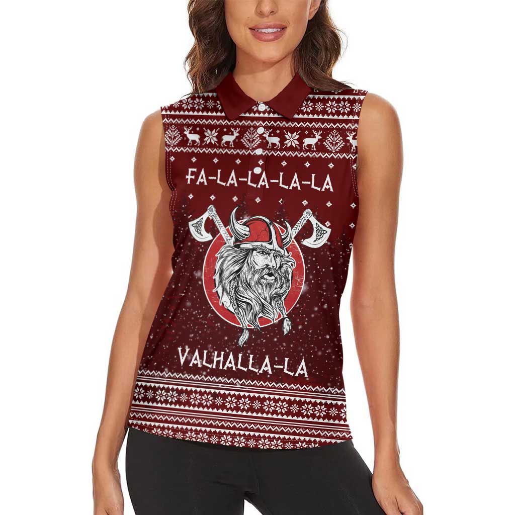 Vikings Fa La La La Christmas Women Sleeveless Polo Shirt Xmas Holiday Patterns - Wonder Print Shop