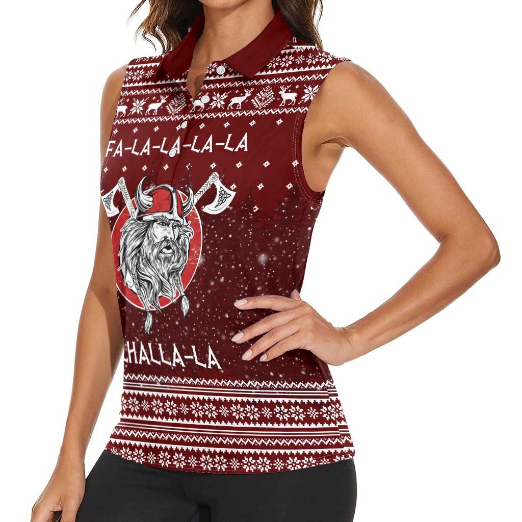 Vikings Fa La La La Christmas Women Sleeveless Polo Shirt Xmas Holiday Patterns - Wonder Print Shop