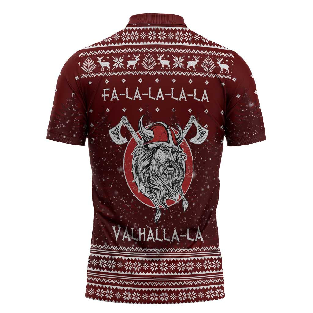 Vikings Fa La La La Christmas Zipper Polo Shirt Xmas Holiday Patterns - Wonder Print Shop