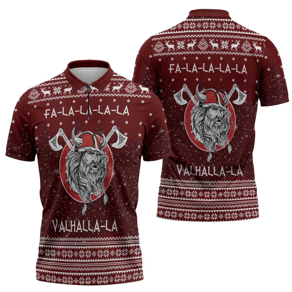 Vikings Fa La La La Christmas Zipper Polo Shirt Xmas Holiday Patterns - Wonder Print Shop