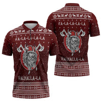 Vikings Fa La La La Christmas Zipper Polo Shirt Xmas Holiday Patterns - Wonder Print Shop