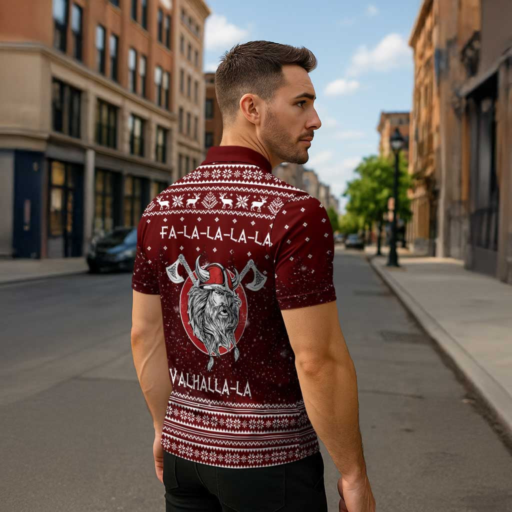Vikings Fa La La La Christmas Zipper Polo Shirt Xmas Holiday Patterns - Wonder Print Shop