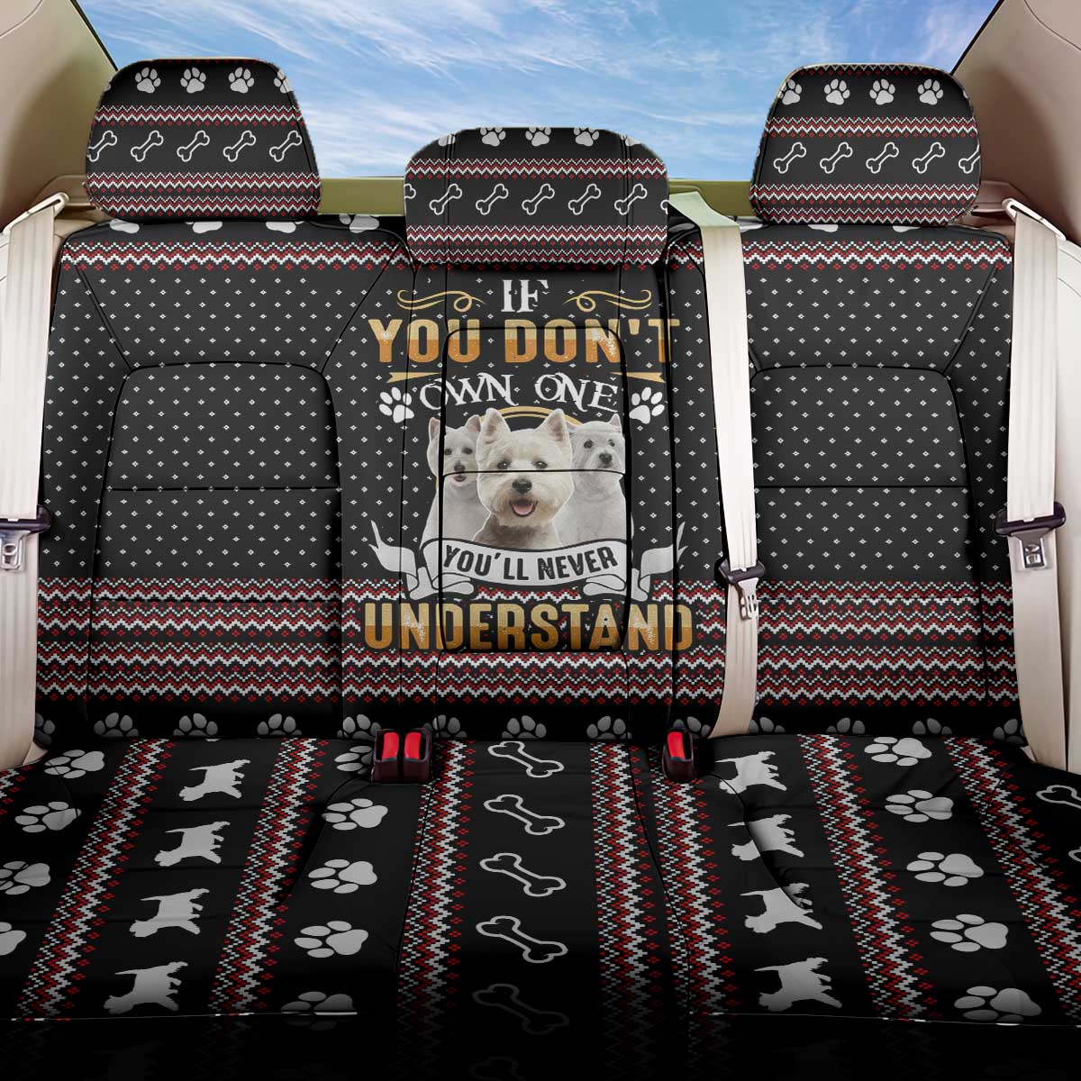 West Highland White Terrier Christmas Back Car Seat Cover Xmas Holiday Patterns - Wonder Print Shop
