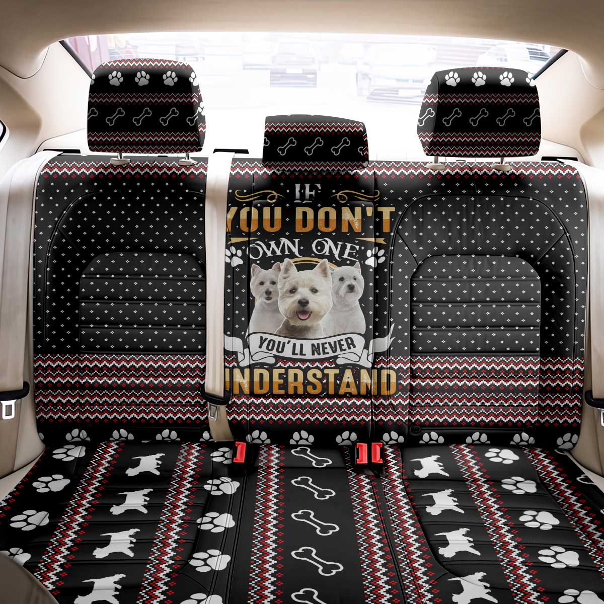 West Highland White Terrier Christmas Back Car Seat Cover Xmas Holiday Patterns - Wonder Print Shop