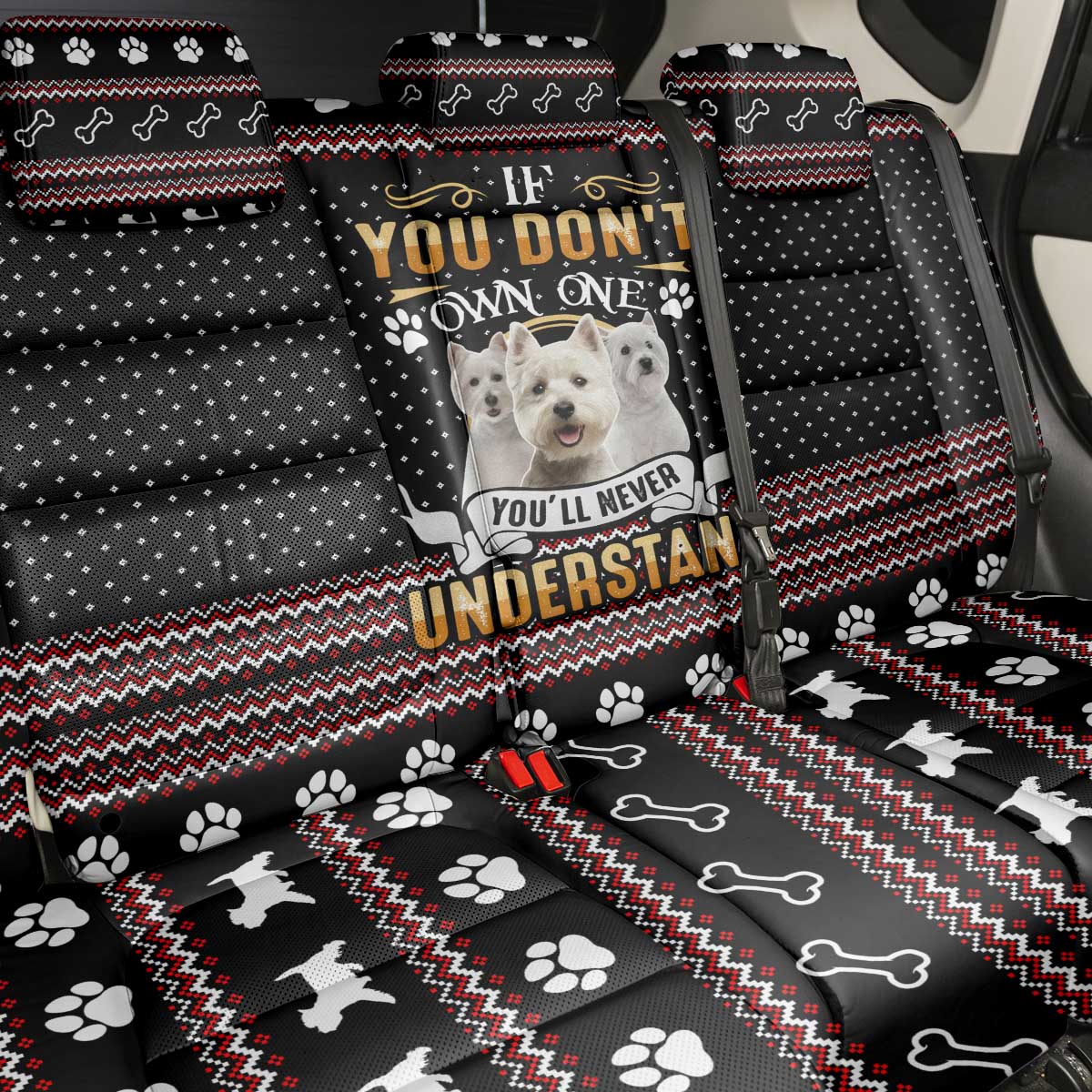 West Highland White Terrier Christmas Back Car Seat Cover Xmas Holiday Patterns - Wonder Print Shop